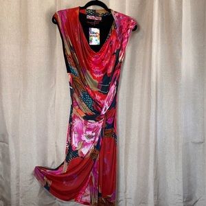 Multicolor Desigual Cowl Neck Dress